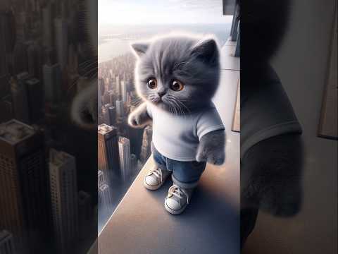 Overcoming Fear: The Inspiring Story of a Gray Kitten🐈⬛🐈⬛🐈⬛#kitten #kittenshorts #cute
