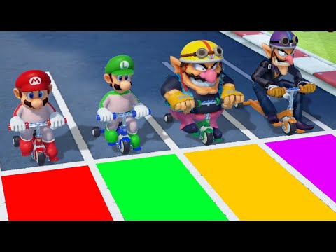 Super Mario Party - All Score Minigames! Mario Vs Luigi Vs Wario Vs Waluigi (Biker Outfit)
