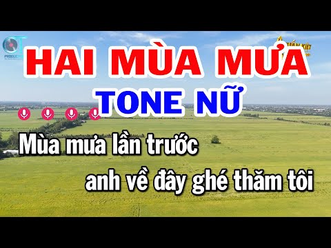 Karaoke Hai Mùa Mưa Tone Nữ ( F#m ) Nhạc Sống Beat Mới || Karaoke Tuấn Kiệt