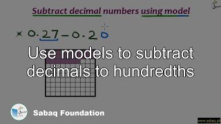 Use models to subtract decimals to hundredths