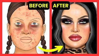 AMAZING MAKEUP TRANSFORMATION WITH PAPER | ASMR