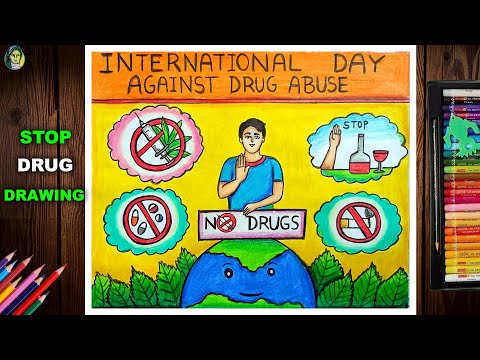International Day Against Drug Abuse Poster Drawing | Say No To drug Drawing | Stop Drug Drawing