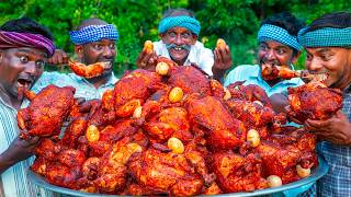 FULL CHICKEN FRY with EGGS INSIDE | Chicken Fry Recipe Cooking in Village | Fried Chicken Recipe
