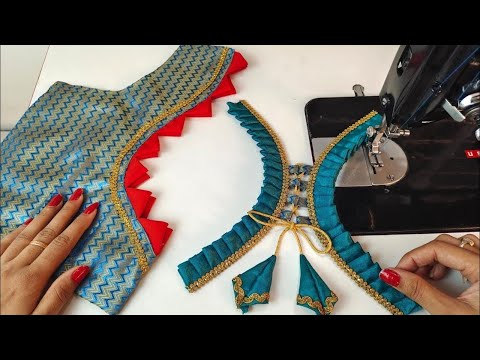 Blouse Neck Designs | Blouse Design | Cutting And Stitching Back Neck Blouse Design | Frill Blouse