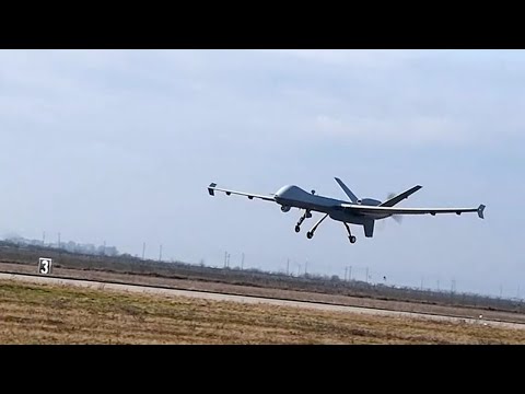 US MQ-9 Reaper Drone Takes Off at CAMP TURZII, ROMANIA