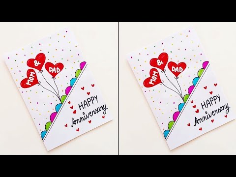 DIY Happy Anniversary card for mom and dad • How to make easy & Beautiful Anniversary greeting card