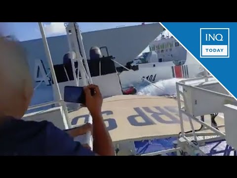 YouTube video thumbnail:  PH Coast Guard Ship Evades China Counterpart’s Water Cannon
