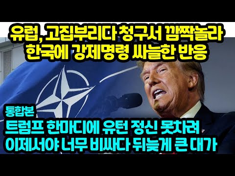 유럽, 고집부리다 청구서 깜짝놀라한국에 강제명령 싸늘한 반응 트럼프 한마디에 유턴 정신 못차려 이제서야 너무 비싸다 뒤늦게 큰 대가