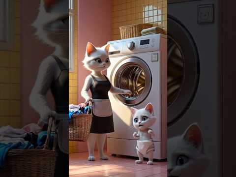 القط دخل الغسالة و مسمعش كلام امه #shorts #cat #catstory #kitty #kitten #قطط