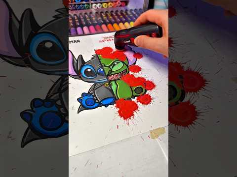 Drawing STITCH + Spider-Man💙🕷️