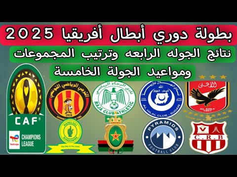 دوري ابطال افريقيا 2025 .. ترتيب المجموعات بعد انتهاء الجولة الرابعة ومواعيد الجولة الخامسة