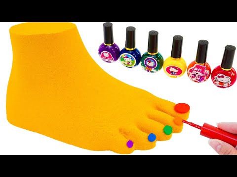 Satisfying Video | How To Make Kinetic Sand Rainbow Foot & Nail Polish Cutting ASMR | Yo Yo Candy