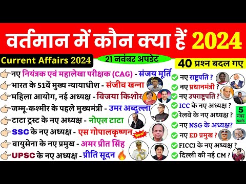 वर्तमान में कौन क्या है 2024 | vartman me kon kya hai 2024 | Current affairs 2024  | New Appointment