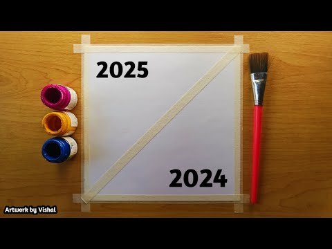 Easy new year painting for beginners, step by step, Happy new year drawing tutorial, satisfying