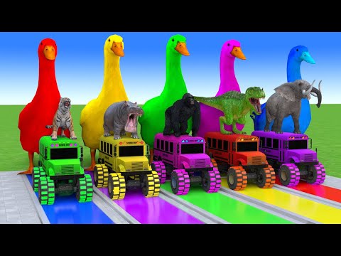 Paint Animals Tiger, Hippopotamus, Gorilla,Bear, Dinosaur, Elephant Fountain Crossing Animal