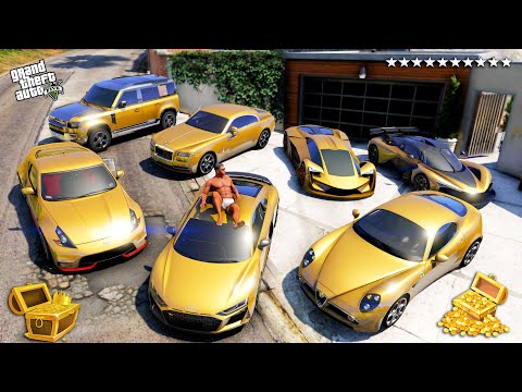 GTA 5 - Stealing Golden Luxury Cars with Franklin! GTA V (Real Life Cars #301)