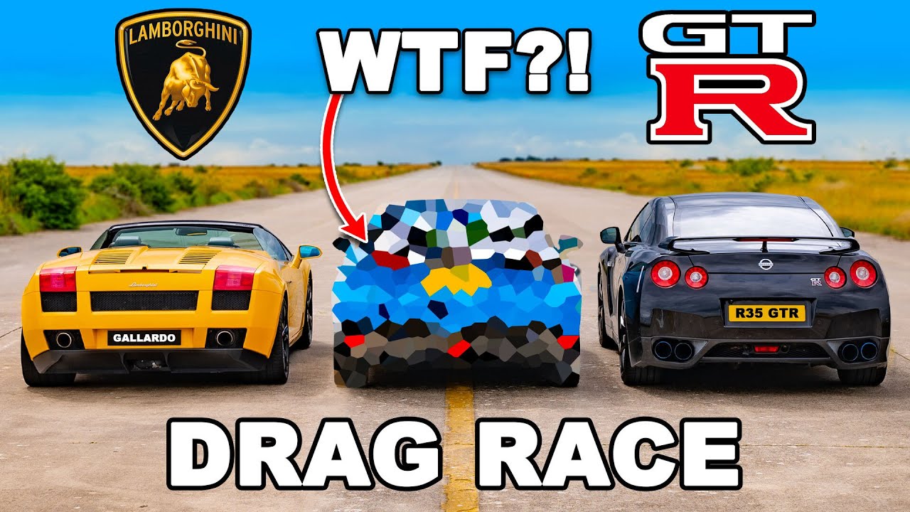 Lamborghini Gallardo v Nissan GT-R v WTF! DRAG RACE