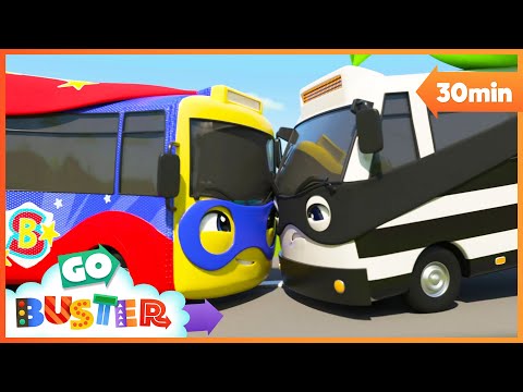 🦸‍♂️ I'm a Superhero Song | 30 Min Superhero Adventures 🚍| Go Buster - Bus Cartoons & Kids Stories