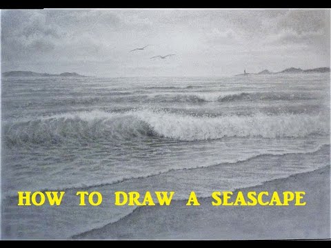 How To Draw a Seascape, Waves, Skies, Graphite Pencil...