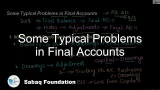 Some Typical Problems in Final Accounts
