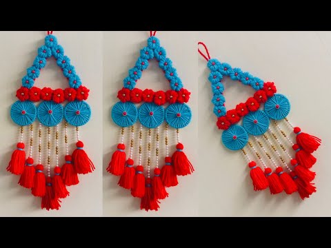 DIY Easy Woolen Flower Wall Hanging Craft Ideas | Easy Woolen Craft Wall Hanging for Home Decor