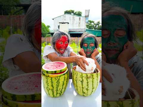 Oh, where did the rabbit in my watermelon go? 🐰🧓🐰🍉#SakonNakhon #hahahahaha