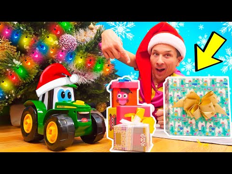 Un cadeau de Noël pour Johnny le tracteur🚜🎁Jeux avec voitures pour les enfants