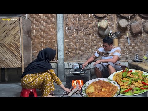 bantuin suami masak☺️,tumis tempe buncis pedas,telur dadar, sederhana tapi nikmat, masakan desa