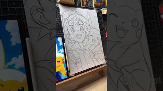 Ash and Pikachu Drawing 💛 #shorts #art #drawing #pokemon