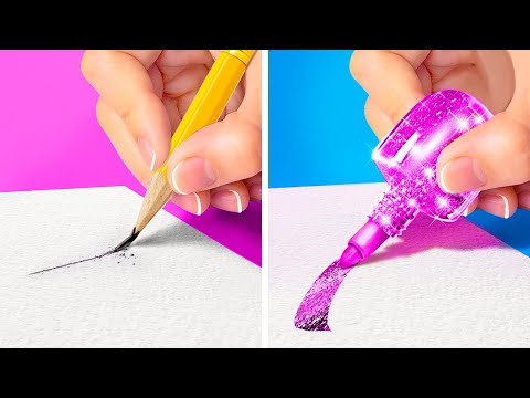 DÉFI D'ART & ASTUCES DE DESSIN 🎒 Techniques & Gadgets Parentaux Riches vs Parents par 123 GO! TRENDS