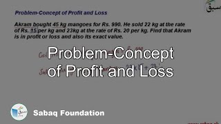 Problem-Concept of Profit and Loss