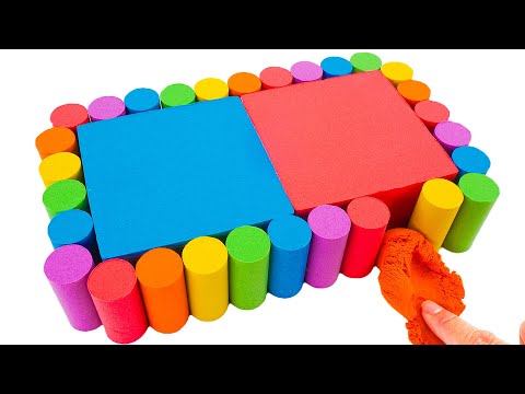 ASMR Video | BLUE x RED | How To Make Double Square Cake From Kinetic Sand | Making By Yo Yo