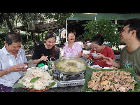 V455. Làm 2 con Vịt Cò nấu cháo và xắt cây chuối sáp làm rau ghém ăn kèm quá ngon