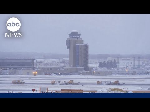 YouTube video thumbnail: Massive Storms Sweeping Across US Threaten Peak Travel With Whiteouts, icy Roads