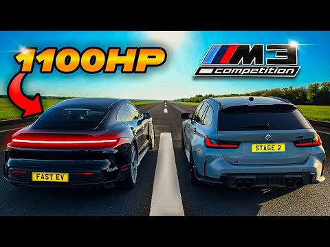 DRAG RACE! PORSCHE TAYCAN TURBO GT VS STAGE 2 BMW M3 TOURING!