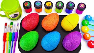 Satisfying Video l How to Make Rainbow Eggs from Mixing Glitter Slime ASMR