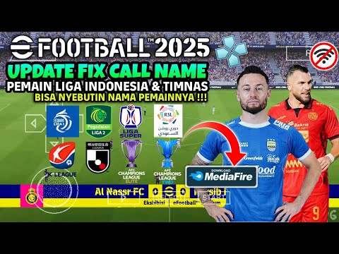 eFootball PES 2025 Asia PPSSPP Fix Call Name BRI Liga 1 & Timnas Indonesia Real Face Transfer 24/25