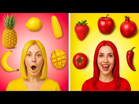 🔴🟡 DÉFI DE NOURRITURE JAUNE VS ROUGE ! Le Test de Goût Devient Totalement Fou par 123 GO! CHALLENGE