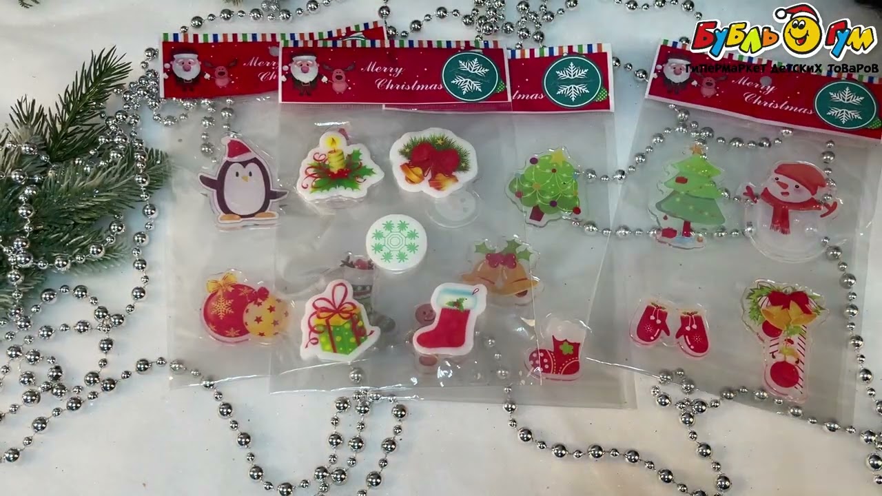 Наклейки Новогодние персонажи в ассортименте - видео Наклейки Новогодние персонажи в ассортименте - видео