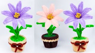 Handmade Pipe Cleaner Flower Pots 🌸 DIY Craft | Cute Mini Decorative Plants for Gift & Decoration
