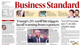 2 August 2025 | Business Standard Newspaper Analysis | Daily English Newspaper Reading Today