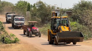 JCB 3dx Loading Mud in Mahindra Tractor and Tata 2518 Truck For Making Farming Land