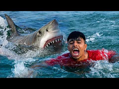 Shark Attacks on Fishing Boats | fun made great white shark fish attack video 2