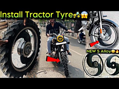 Install Tractor Tyre In My Bullet 🚜😱- New Black S Alloy लगवा दिए Bullet Me🛞- Most Modified Bullet🥵🔥