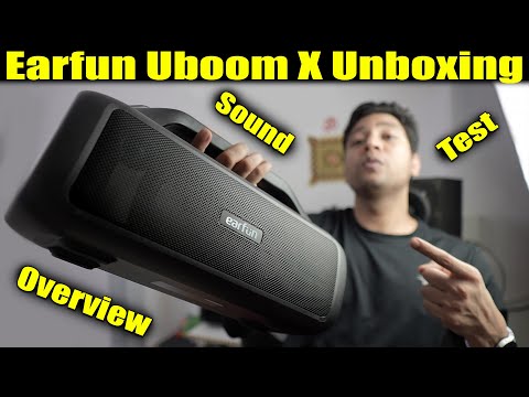 Earfun uboom x 80w powerful party bluetooth speaker unboxing overview and sound test