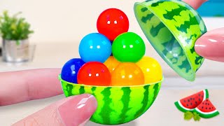 Yummy Rainbow Jelly Ball | Satisfying Miniature Fruit Rainbow Jelly | Tiny Watermleon Jelly Recipe🍉