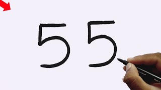 How To Draw Cute Cow With Number 55 In Just 10 Minutes | Drawing Pictures | Step by Step Drawing