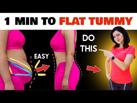 1 Min Easy Hanging Belly Exercises For Beginners | Lose Hanging Lower Belly Fat Workout