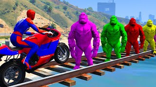 GTA V: Superheroes, Flatbed Trailer Tractor Truck COLOR POLICE CARS TRANSPORTING WITH TRUCKS