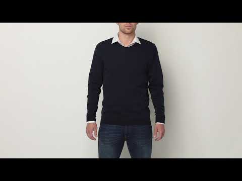 YouTube Russell Men V-neck Knitted Pullover Russell 9710M